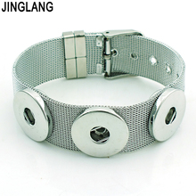 Jingpode atacado 18mm botão de pressão aço inoxidável punho infinito pulseiras joias frete grátis 2024 - compre barato