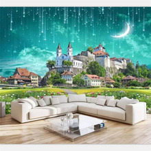 Beibehang papel de parede murais personalizados, decoração para casa, sala de estar, quarto, fantasia, castelo de meteoro, 3d, paisagem, parede 2024 - compre barato