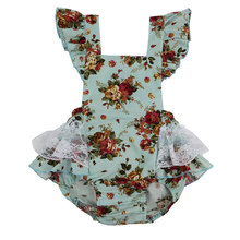 New Floral design  Girl Toddler cotton linen baby rompers cute lace ruffle romper girls summer style clothing,baby girl romper 2024 - buy cheap