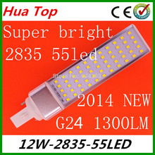 NEW G24 12W Led Light Horizontal Plug Lamp 55 LED 2835 SMD LED Bulbs High Lights AC85V-265V White/Warm white 2pcs  free shipping 2024 - buy cheap
