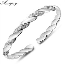 ANENJERY 925 Sterling Silver Love Twist Scrub Cuff Bracelets & Bangles For Women pulseras Valentine's Day present S-B60 2024 - buy cheap