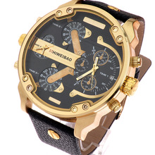 Relógio militar esportivo masculino, relógio dourado de quartzo com mostrador duplo, cronógrafo empresarial 2024 - compre barato
