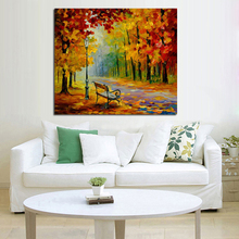 Decorative Canvas Oil Painting Canvas Beautiful Autumn Forest Street Wall Art Modern Knife Oil Painting Home Decor No Frame 2024 - buy cheap