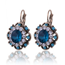 Top Sale Party Vintage Jewelry Fashion Round Flower Stud Earrings Charm Austrian Full Crystals Women Earrings 2024 - buy cheap