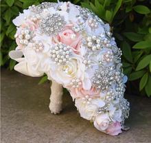 Buquê de flores de casamento redondo, buquê de borboletas em forma de lágrima para noivas, buquê alternativo com flores de casamento de cristal 2024 - compre barato