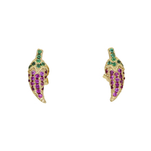 dropshipping mini hot pepper earring with red green colorful cz paved tiny stud earring for girls fashion gold color jewelry 2024 - buy cheap