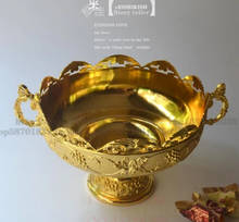 Диаметр 20 см, круглый поднос для сервировки с ушками из золота металлическая чаша для фруктов пробы, поднос для фруктов для свадебного украшения SG018 2024 - купить недорого