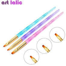 3Pcs/Set Nail Brush UV Gel Powder Dust Cuticle Acrylic Painting Pink Blue Handle Flat Pen Manicure Nail Art Tools 2024 - buy cheap