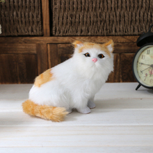 Модель искусственной кошки из полиэтилена и пуха miaow желтый и белый, 15x8x13 см, кошка ручной работы, украшение для дома, подарок a2090 2024 - купить недорого