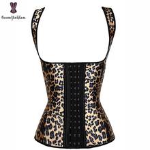 Latex Leopard Print Waist Trainer Vest Front 3 Hook Closure Corset Women Waist Slimming Bustier Daily Outwear Corselet Underbust 2024 - buy cheap