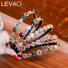 Levao barroco moedas strass headbands temperamento retro cristal fina argolas de cabelo meninas liga coroa quadrado strass hairbands 2024 - compre barato