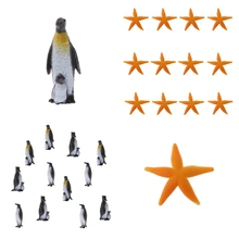 24 шт. мини пластиковые игрушки пингвины и морские звезды, модели морских существ, домашний декор, коллекция, сувениры Вечерние 2024 - купить недорого