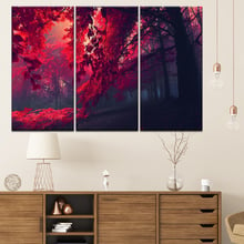 Canvas Painting Red woods red maple leaf 3 Pieces Wall Art Painting Modular Wallpapers Poster Print for living room Home Decor 2024 - buy cheap