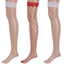 Модные женские сексуальные черные сетчатые колготки чулки чулочно-носочные изделия Красные белые чулки 2024 - купить недорого