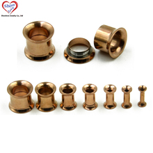 Showlove-14Pcs Rose Gold Double Flare Ear Hollow Plugs Flesh Tunnel Gauge Kit Stretchers Expander Piercing Jewelry 2024 - buy cheap