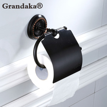 2018 Wall Mounted Brass Black Finish Paper Shelf Toilet Paper Holder Roll Holder Bathroom Accessories Fashion Hardware 2024 - buy cheap