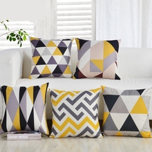 Geometric Yellow Gray Black Striped Pillow Cover Christmas Halloween Decorative Pillow 45x45CM Home Decor Pillows Cushion Cover 2024 - buy cheap