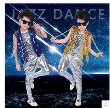 Child boy hip-hop sequins jazz dance stage shelf drummer performance clothing children's modern dance costumes 2024 - buy cheap