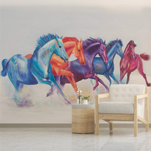 Wellyu-papel de parede com mural 3d personalizado, pintado à mão, cor abstrata, cavalo, parede de fundo de tv 2024 - compre barato