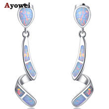Ayowei Weeding Surprise gift white fire opal Silver Stamped For women  Drop Earring Fashion Jewelry OE714A 2024 - buy cheap