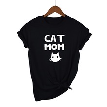 Женская хлопковая Футболка с принтом кошки и мамы, Повседневная забавная футболка для леди, хипстерская футболка Tumblr, Прямая поставка, Z-811 2024 - купить недорого