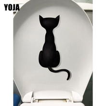 YOJA 12,4*24,8 CM gato negro de la parte posterior de dibujos animados asiento de inodoro pegatinas decoración de la pared calcomanías T1-0045 2024 - compra barato