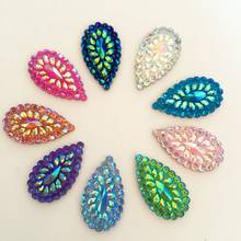 30pcs 16*28mm AB Drop Flatback Resin Teardrop Rhinestone Wedding Buttons 2 hole D33*3 2024 - buy cheap