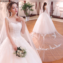 Vintage Lace Wedding Dress Sleeveless V Neck Princess Long Tail Ball Gown Wedding Dresses Lace Up China Bridal Gowns 2024 - buy cheap