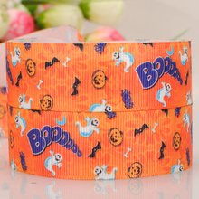 50yards 1 " 25 mm boo ghost Halloween day printed cartoon tape DIY handmade hairbow grosgrain ribbon free shipping 2024 - buy cheap