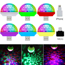 Voice control small magic ball lamp RGB mobile phone usb crystal magic ball stage lamp 3w mini colorful dj little magic ball 2024 - buy cheap