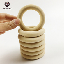 Let's Make Wooden Teether 20pc Wood Ring Montessori Baby Organic Infant Teething Toy Accessories 70mm Necklace Baby Teether 2024 - buy cheap