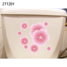 ZTTZDY 21.3*20CM Spring Pink Flower Toilet Decor Sticker Modern Art Home Wall Decals T2-0331 2024 - buy cheap