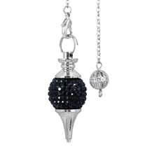 SUNYIK Black Crystal Rhinestone Ball Healing Dowsing Reiki Chakra Charm Pendulum Chain 2024 - buy cheap
