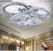 Luminária de teto em forma de anel, lâmpada de teto em cristal led criativa moderna para sala de estar, quarto e interiores com brilho ajustável 2024 - compre barato