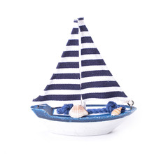Barco a vela azul marinho estilo mediterrâneo, enfeite de madeira, decoração de quarto, vintage 2024 - compre barato