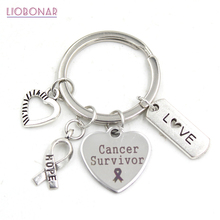 1PC New Arrival Stainless Steel Key Chain Jewelry Awareness Hope Love Cancer Survivor Keyring key chain Gift 2024 - buy cheap