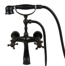 Telephone Style Oil Rubbed Bronze Wall Mounted Dual Cross Handles Bathroom Tub Shower Faucet Set w / Handheld Shower atf015 2024 - buy cheap
