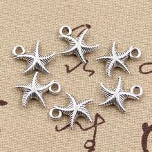 30 piezas encantos estrella de mar de doble cara 16x14mm antiguo bronce plata Color plateado colgantes hacer joyería tibetana hecha a mano DIY 2024 - compra barato