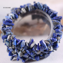 Pulseira feminina de contas com chip de tecelagem, pulseira de pedra natural azul de lápis-elástico para mulheres h057 2024 - compre barato