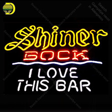 Неоновая вывеска для Shiner Bk I Love This Bar, вывеска с лампочками для украшения комнаты, настенные неоновые огни ручной работы, вывеска, стеклянная трубка, знаковая реклама 2024 - купить недорого