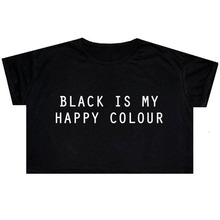 Camiseta con estampado de "Sugarbaby" para mujer y niña, Top corto de Color negro es mi Color feliz, ropa Hipster divertida con estilo Grunge, Top de Celebs Paris 2024 - compra barato