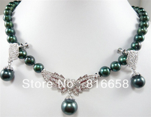 Beautiful black shell pearl necklace earrings drop set 2024 - buy cheap