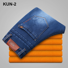 Brand Men Winter Thick Warm Fleece Denim Jeans Mens Keep Warm Overalls Trousers Washed Wool Pants Plus Size 2024 - buy cheap