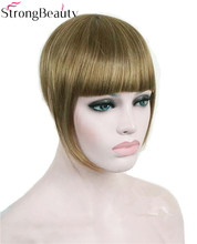 Flequillo de pelo sintético para mujer, extensiones frontales de color marrón, negro y dorado, fuerte belleza 2024 - compra barato