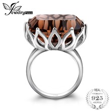 JewelryPalace Huge Unique Concave 20ct Smoky Quartzs Ring For Women Solid 925 Sterling Silver Jewelry For Women Nice Gift 2024 - buy cheap