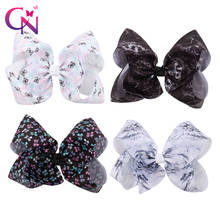 4 Pieces/lot 7" Large Marble Hair Bows With Clips For Kids Girls Handmade Bowknot Printed Ribbon Bows Hairgrips Hair Accessories 2024 - buy cheap