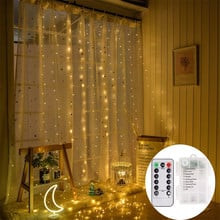 Battery powered 3X3M 300 LED curtain Icicle fairy String Lights Copper Wire Christmas led Wedding Party Fairy Lights garland 2024 - buy cheap