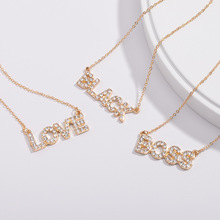 Cadena dorada con colgante de corazón y letras auténticas de Love Boss, Gargantilla, collares minimalistas de moda coreana, joyería para fiesta 2024 - compra barato