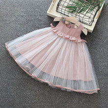 Vestido de princesa infantil, vestido xadrez de malha, sem mangas, roupa de festa infantil, verão, 2019 2024 - compre barato