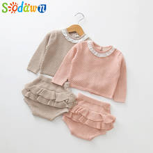 Sodawn New Spring Autumn Fashion Baby Girls Clothes Long Sleeve Knit Sweater+Shorts Sets of Children Baby Clohting Knit Set 2024 - buy cheap